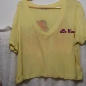 Free people yellow cropped tee